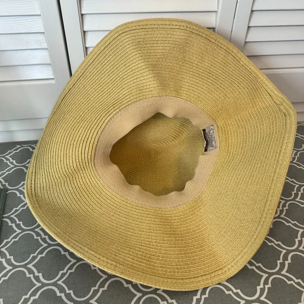 Sun and Sand Large Floppy Straw Beach Hat Summer Vacation Beach Pool Cruise Tan